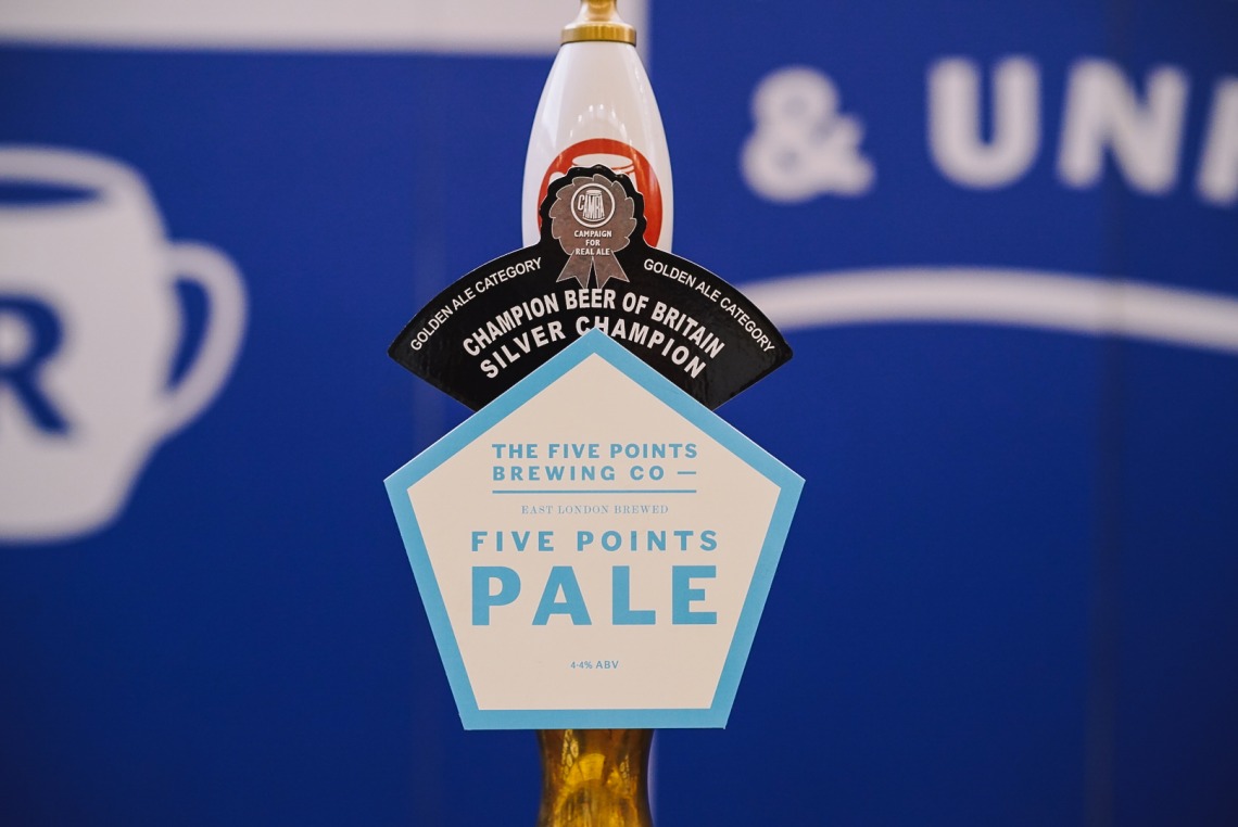 Five Points Pale on the bar at the Great British Beer Festival